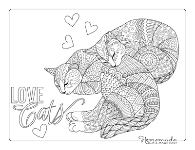 Free cat coloring pages for kids adults