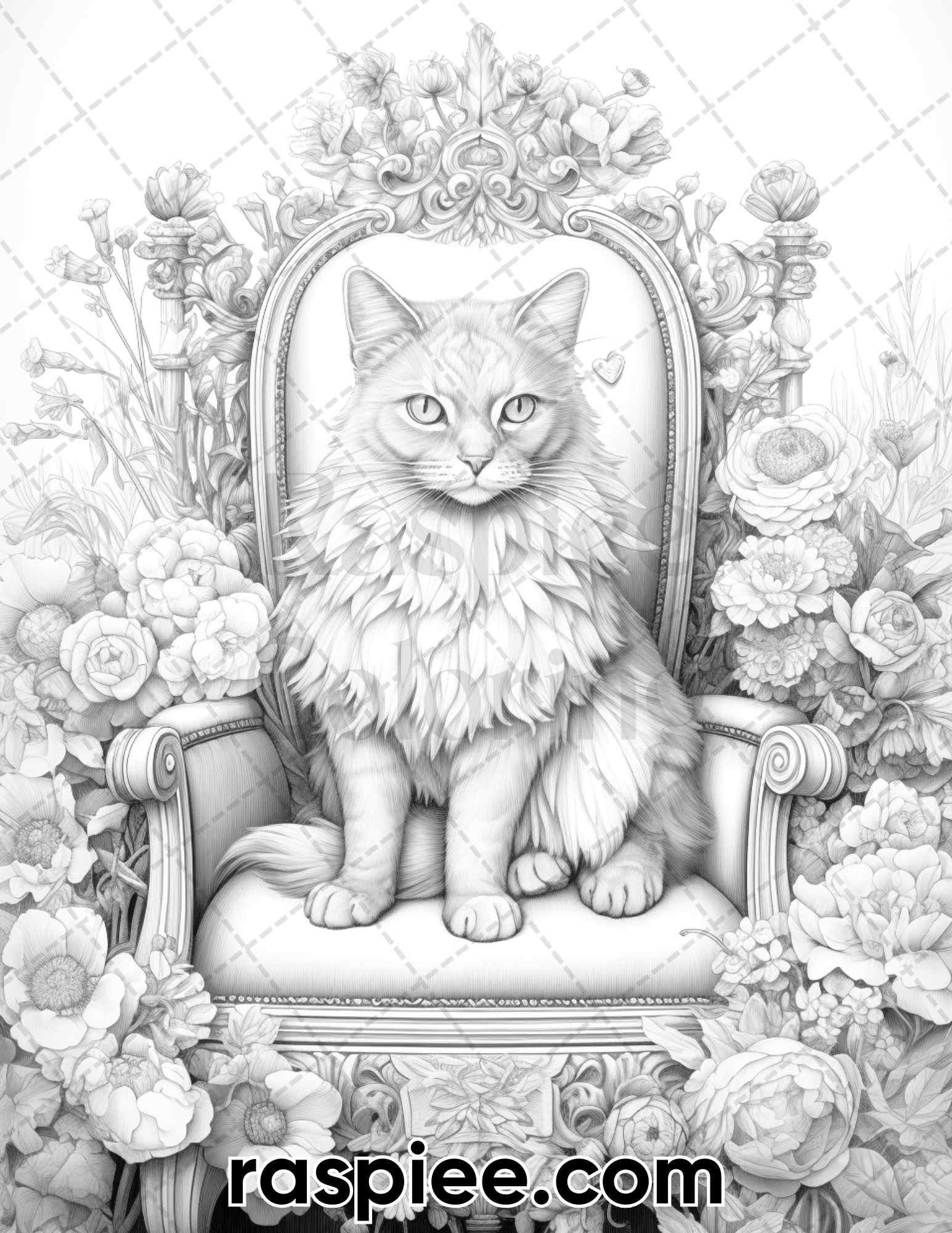 Royal king cat grayscale coloring pages for adults printable pdf i â coloring