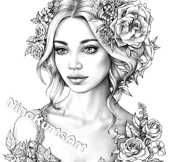 Coloring page printable adult coloring pages download grayscale illustration printable jpg pdf files