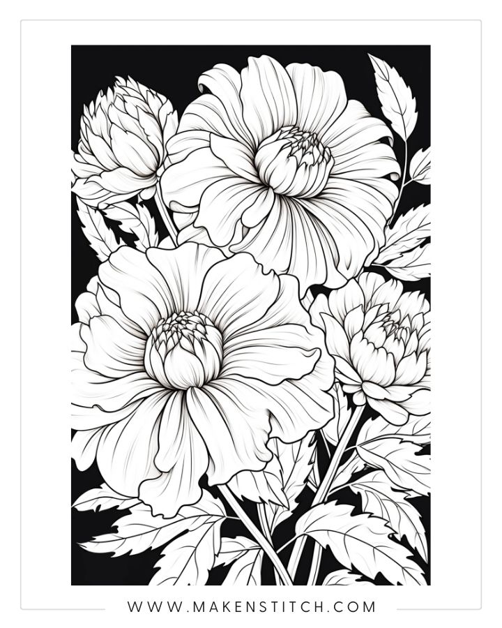 Flower coloring pages for kids and adults free printables