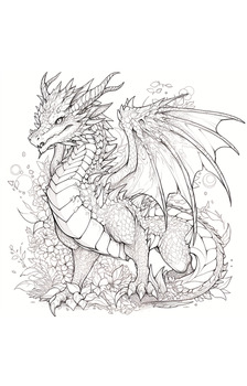 Dragon dreams n one sheet coloring escape into the world of dragons printable