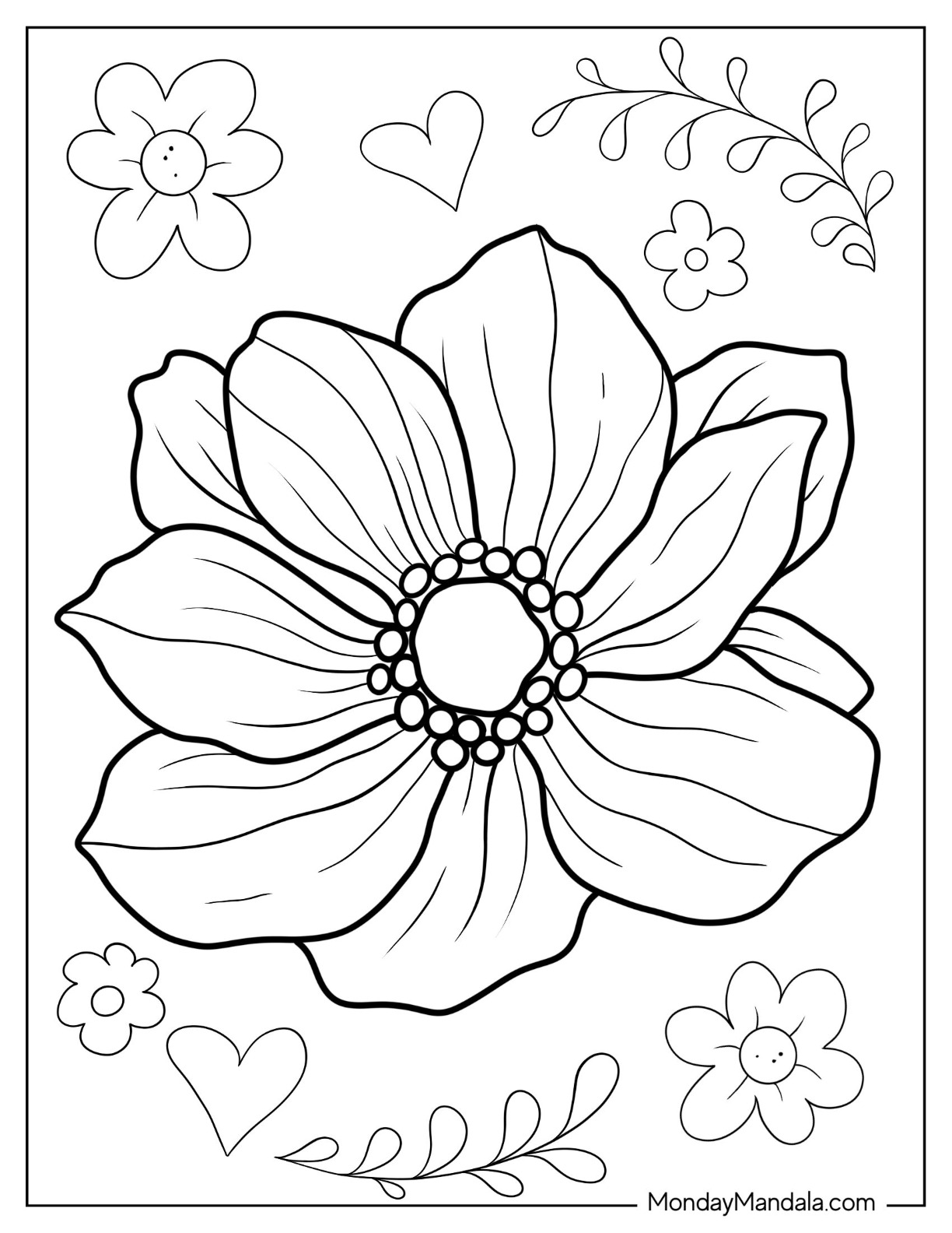 Flower coloring pages free pdf printables