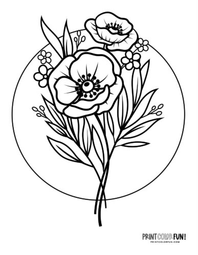 Flower coloring pages clipart to color a whole garden at