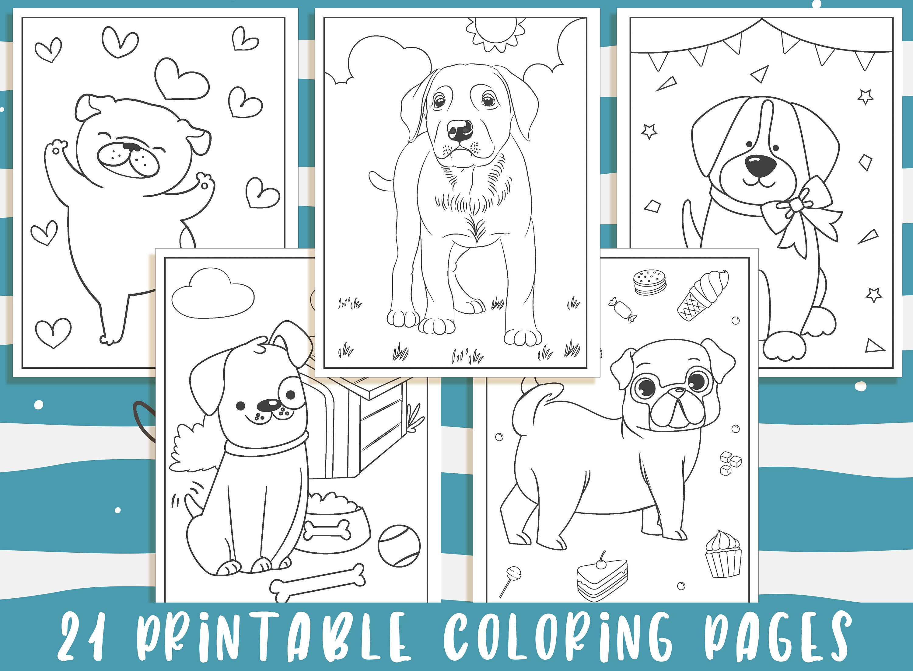 Puppy coloring pages printable puppy coloring pages for kids boys girls teens puppy birthday party activity instant download