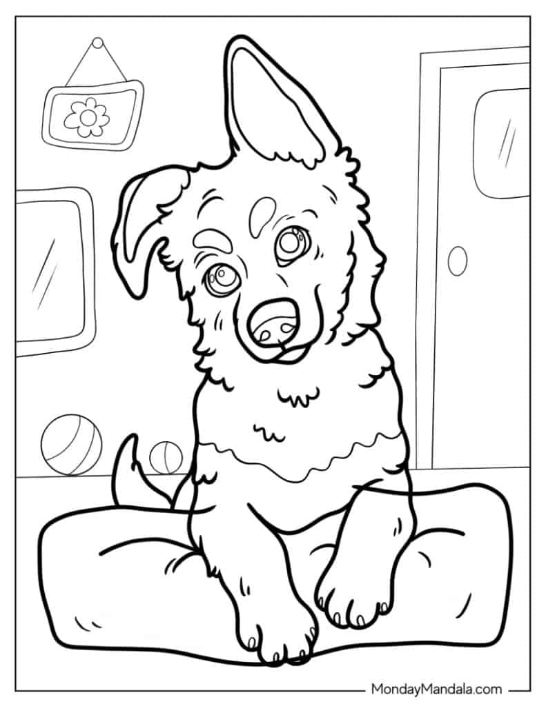 Puppy coloring pages free pdf printables