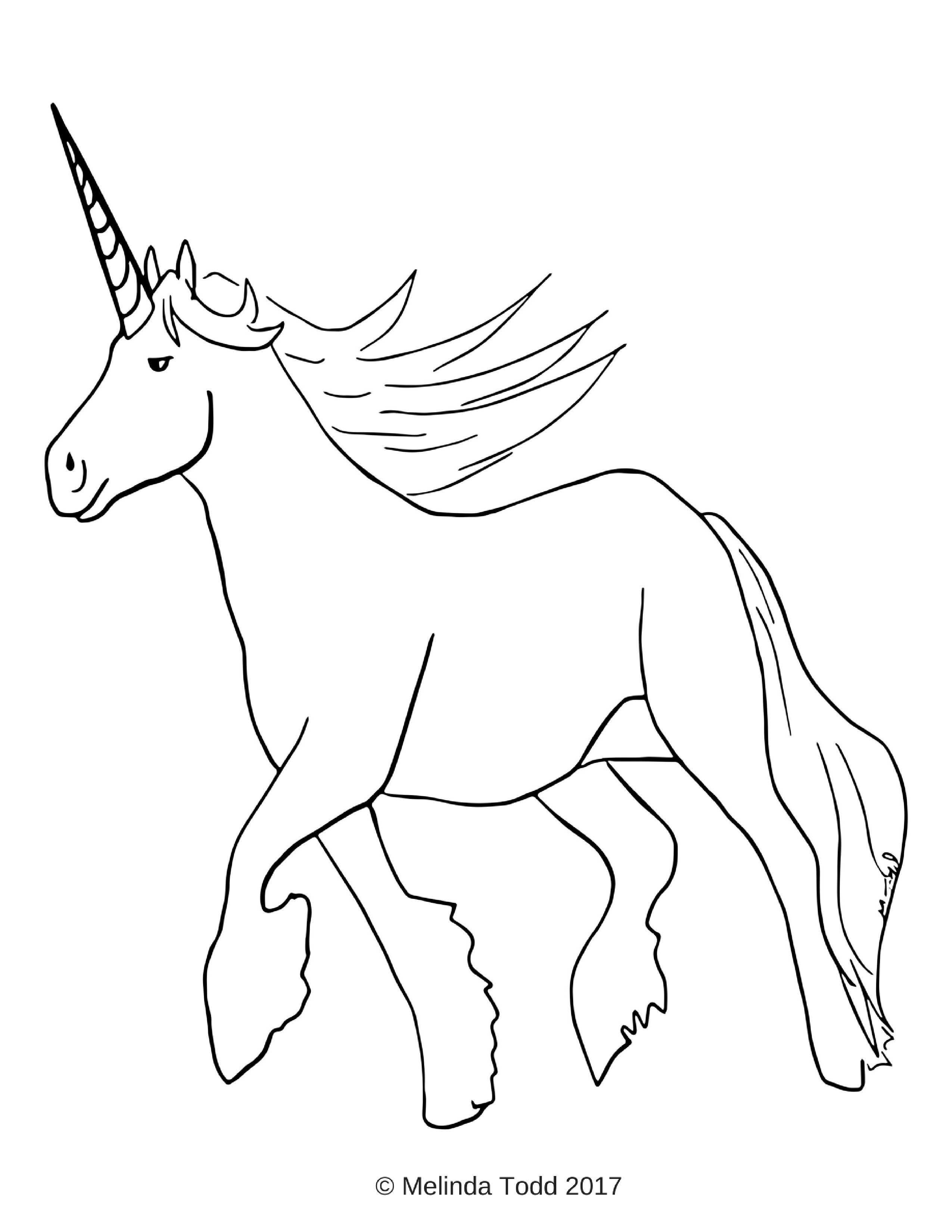 Free simple unicorn coloring page for all ages by mels doodle designs