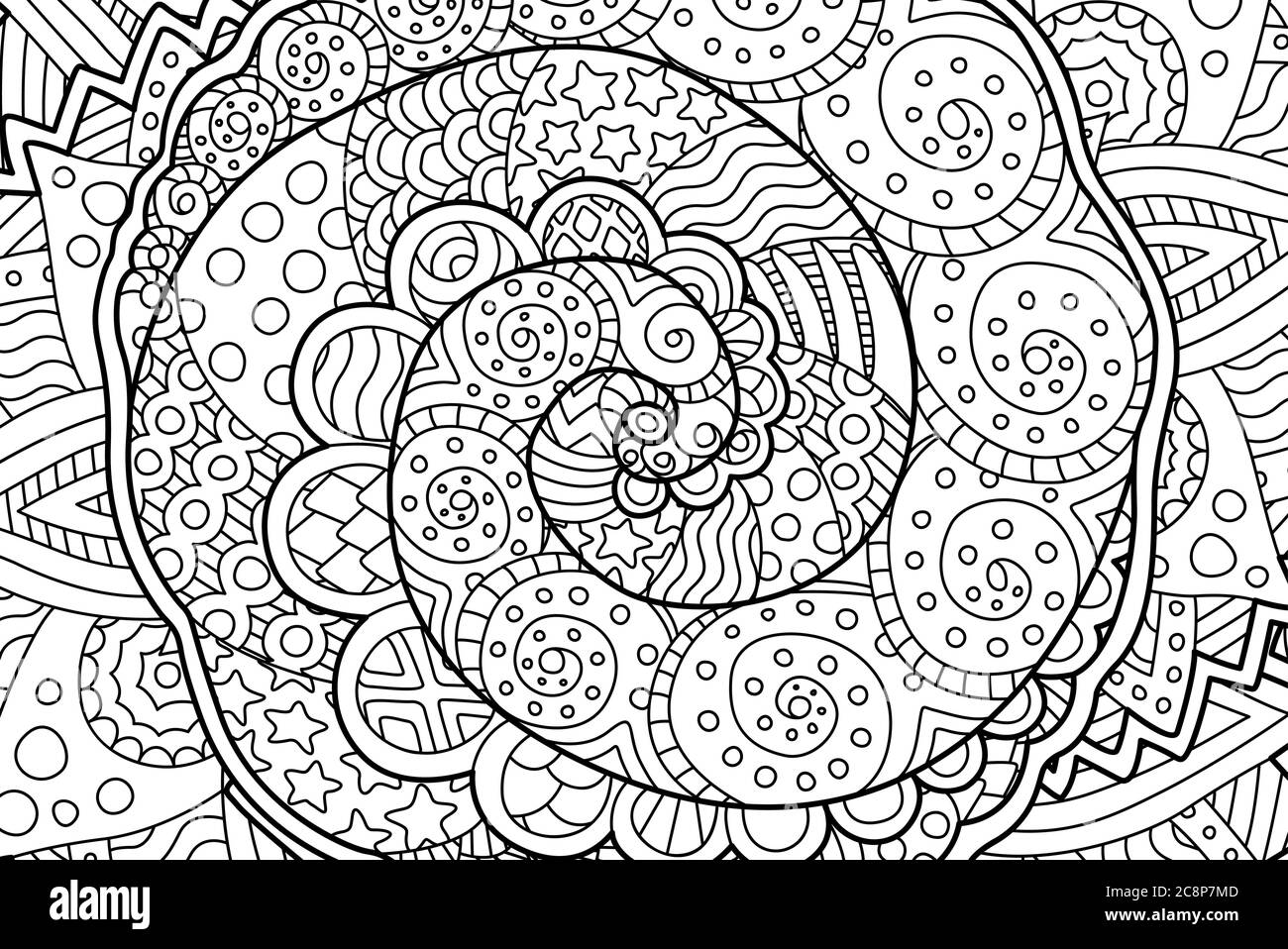 Beautiful coloring book page with rectangle abstract art with spiral stock vector image art