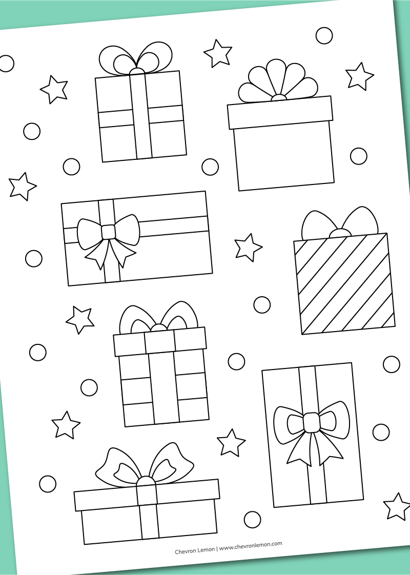 Printable gift boxes coloring page