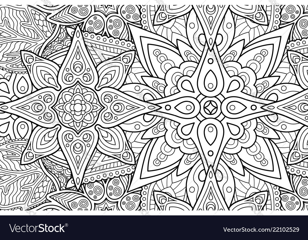 Coloring book page with rectangle floral pattern vector image