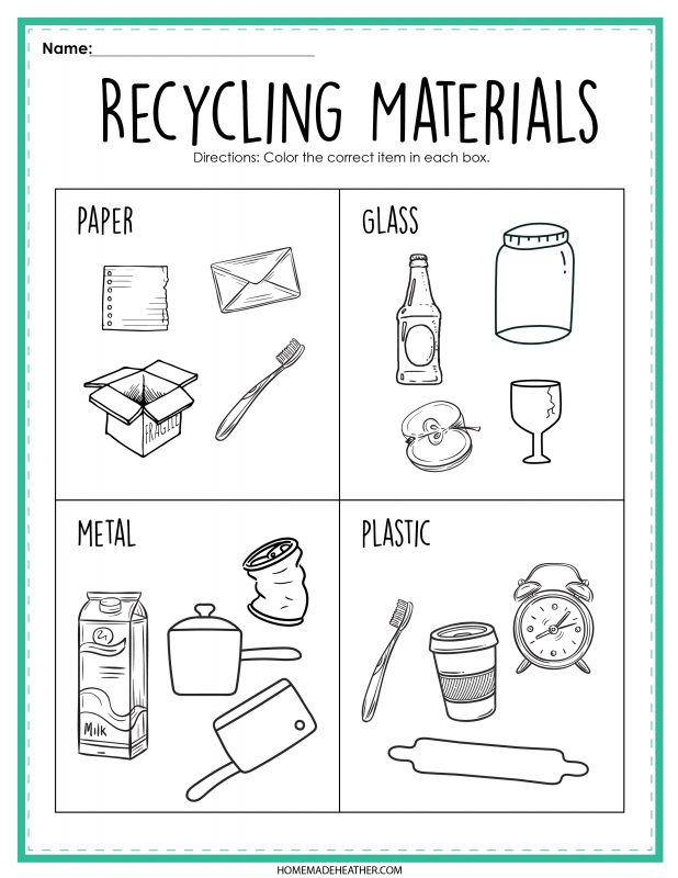 Free recycling activity printable sheets homemade heather