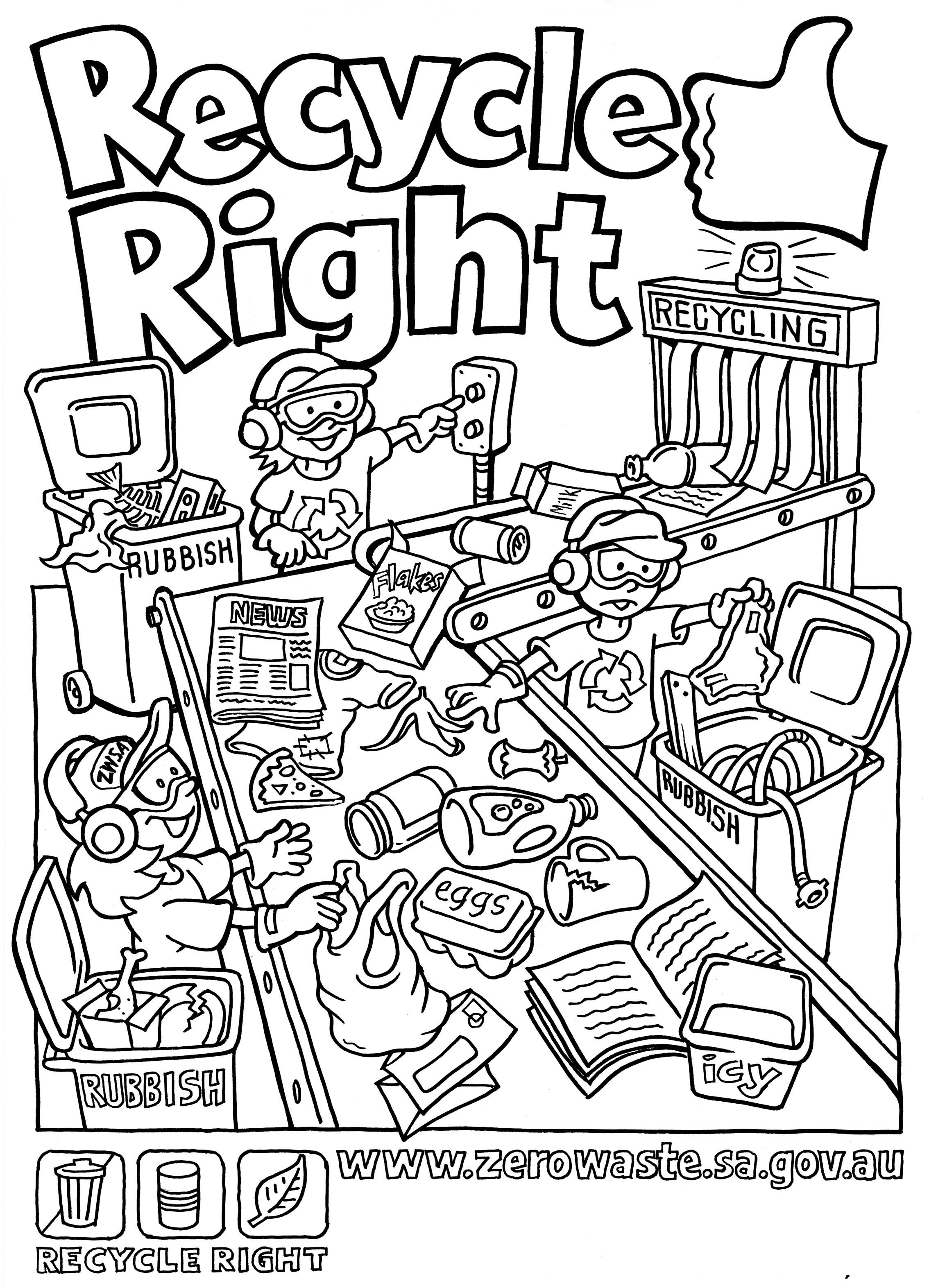 Recycle right fact sheets kindergarten coloring pages recycling for kids coloring pages for kids