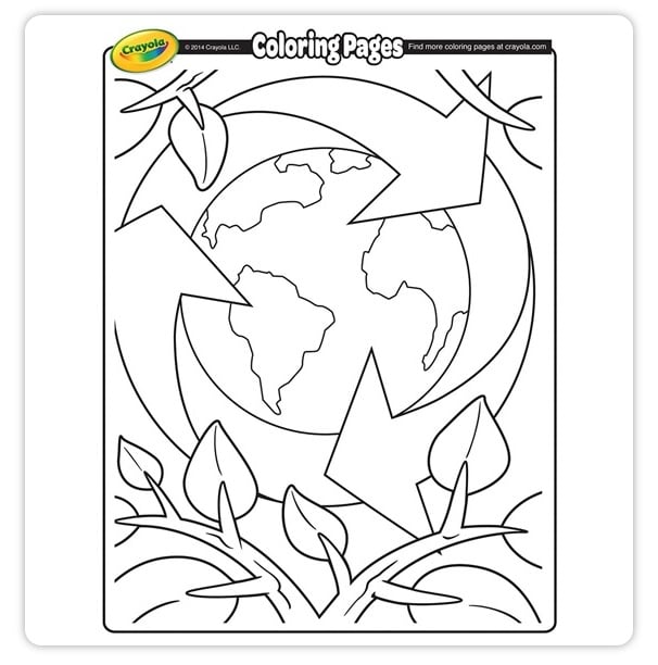 Free printable earth day recycling coloring page