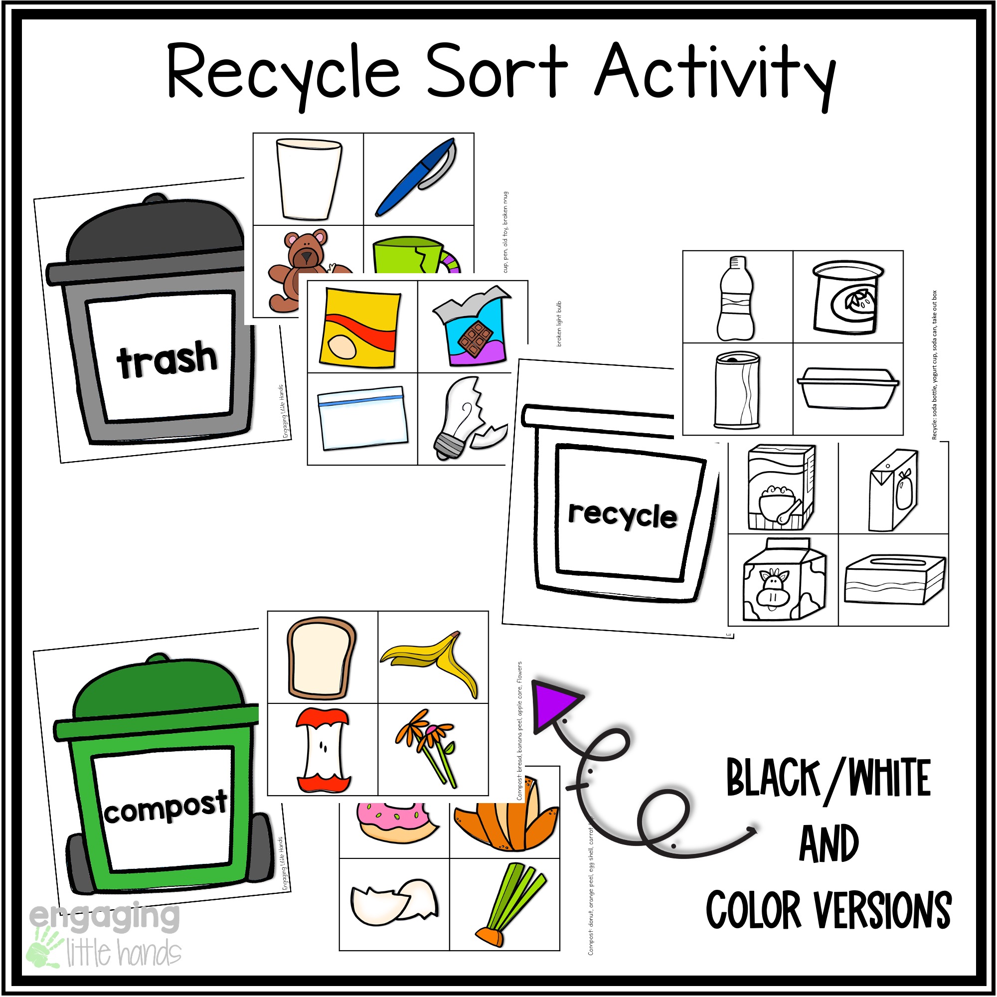 Recycle sort printable center made by teachers