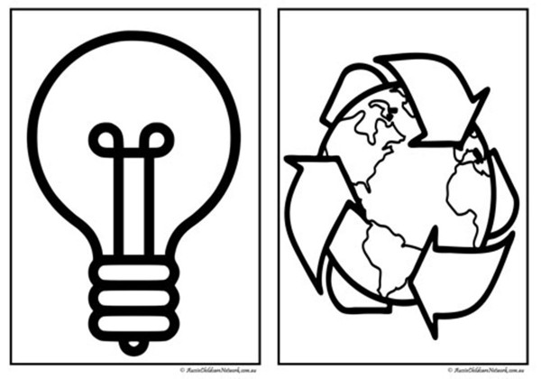 Recycling colouring pages