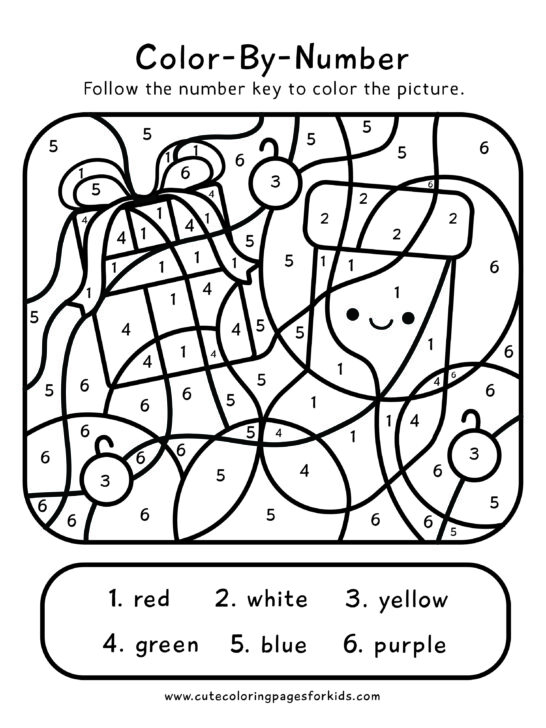 Christmas color by number free printable pdfs