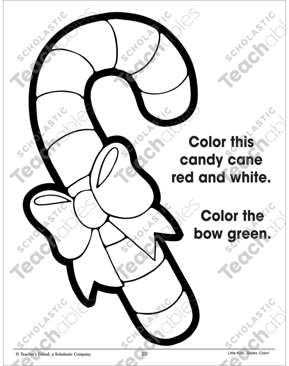 Candy cane and bow using two colors printable coloring pages