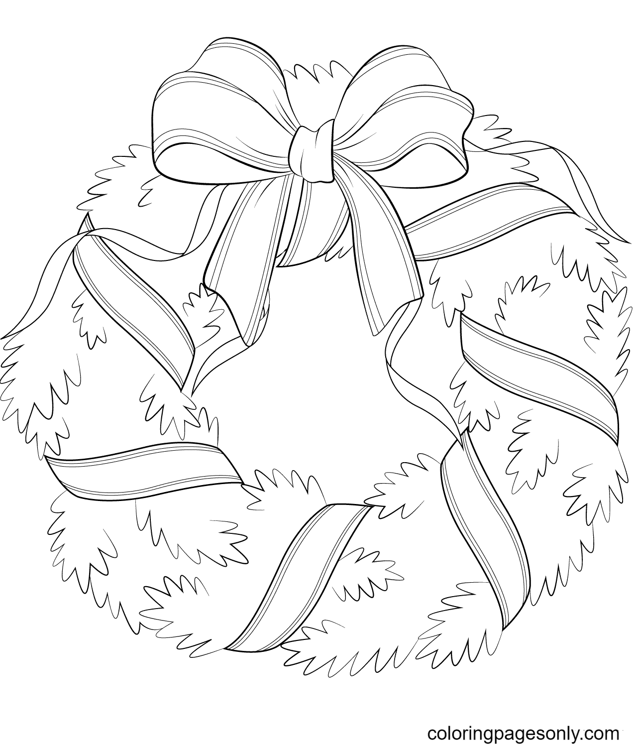 Christmas wreath coloring pages printable for free download