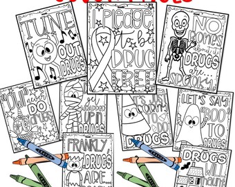 Red ribbon week drug free no prep printables coloring pages writing craft instant download