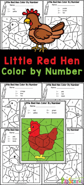 Little red hen color by number pages free homeschool deals