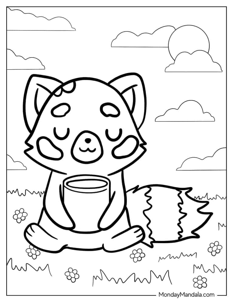 Red panda coloring pages free pdf printables