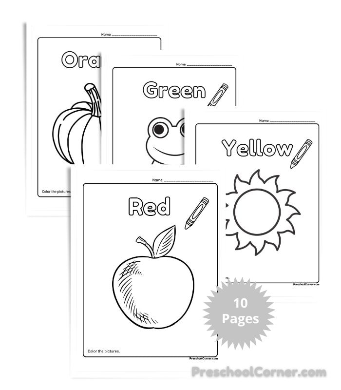 Preschool basic colors coloring sheet printables