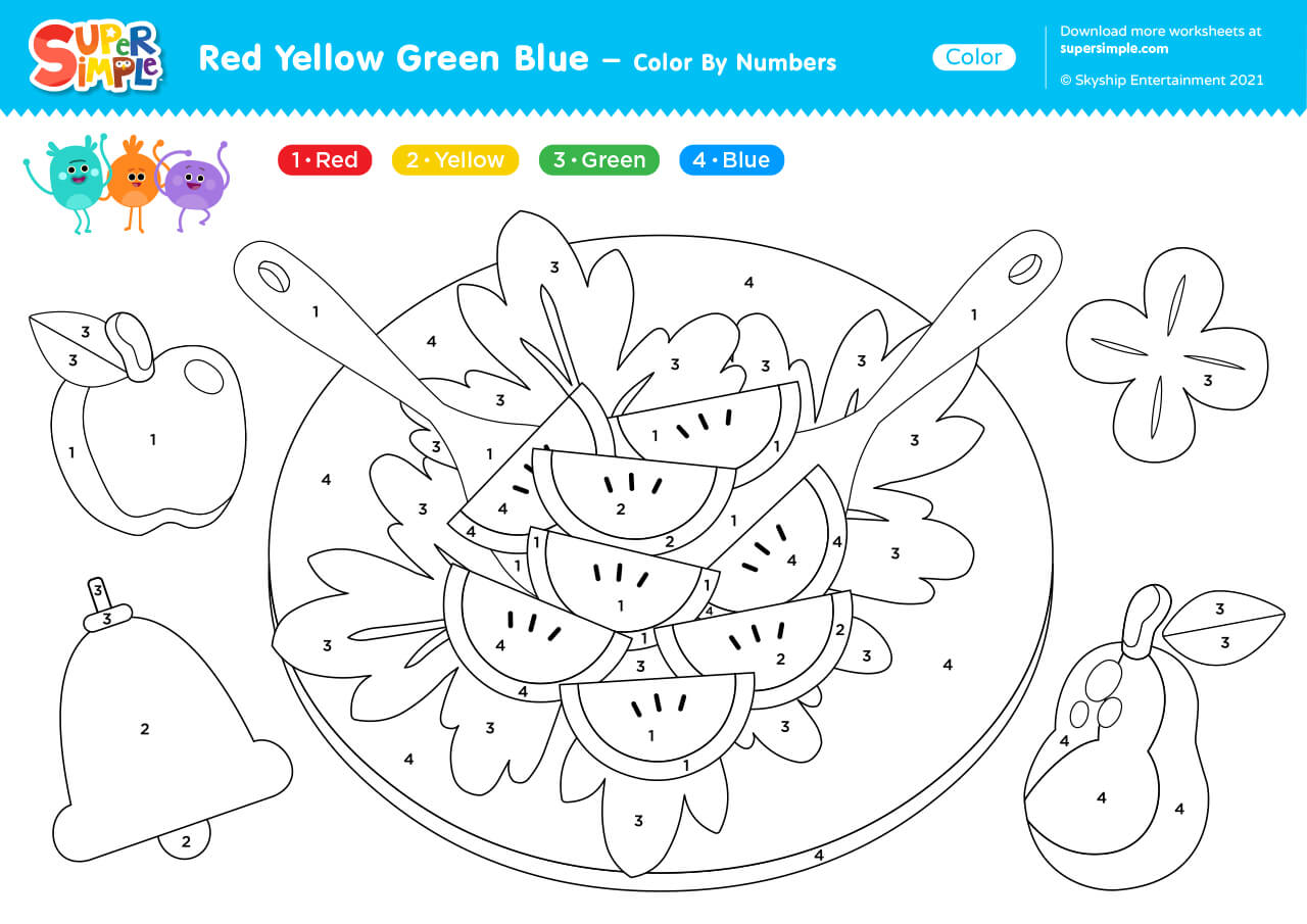 Red yellow green blue worksheet