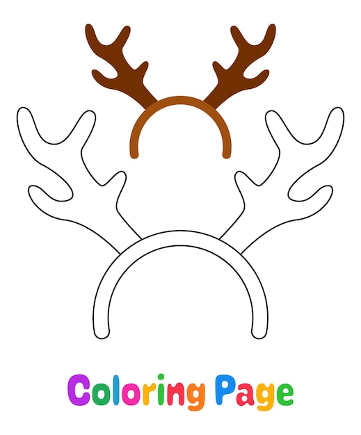 Premium vector coloring page with deer antlers headband for kids