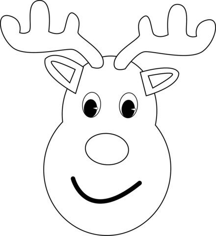 Christmas reindeer head coloring page free printable coloring pages