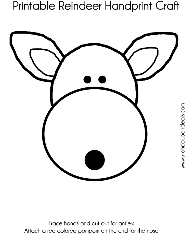 Printable reindeer face craft antlers or handprints