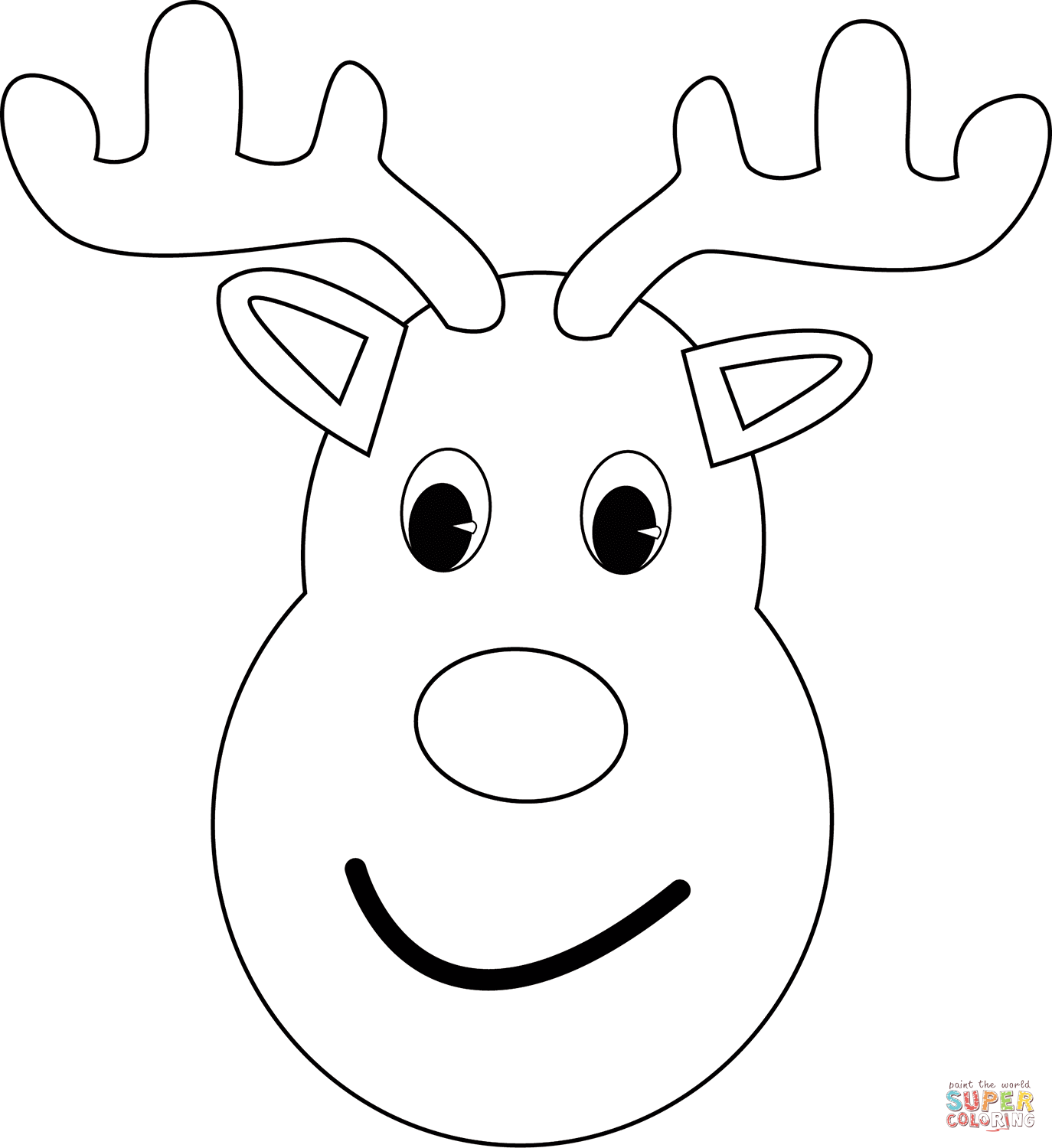 Christmas reindeer head coloring page free printable coloring pages