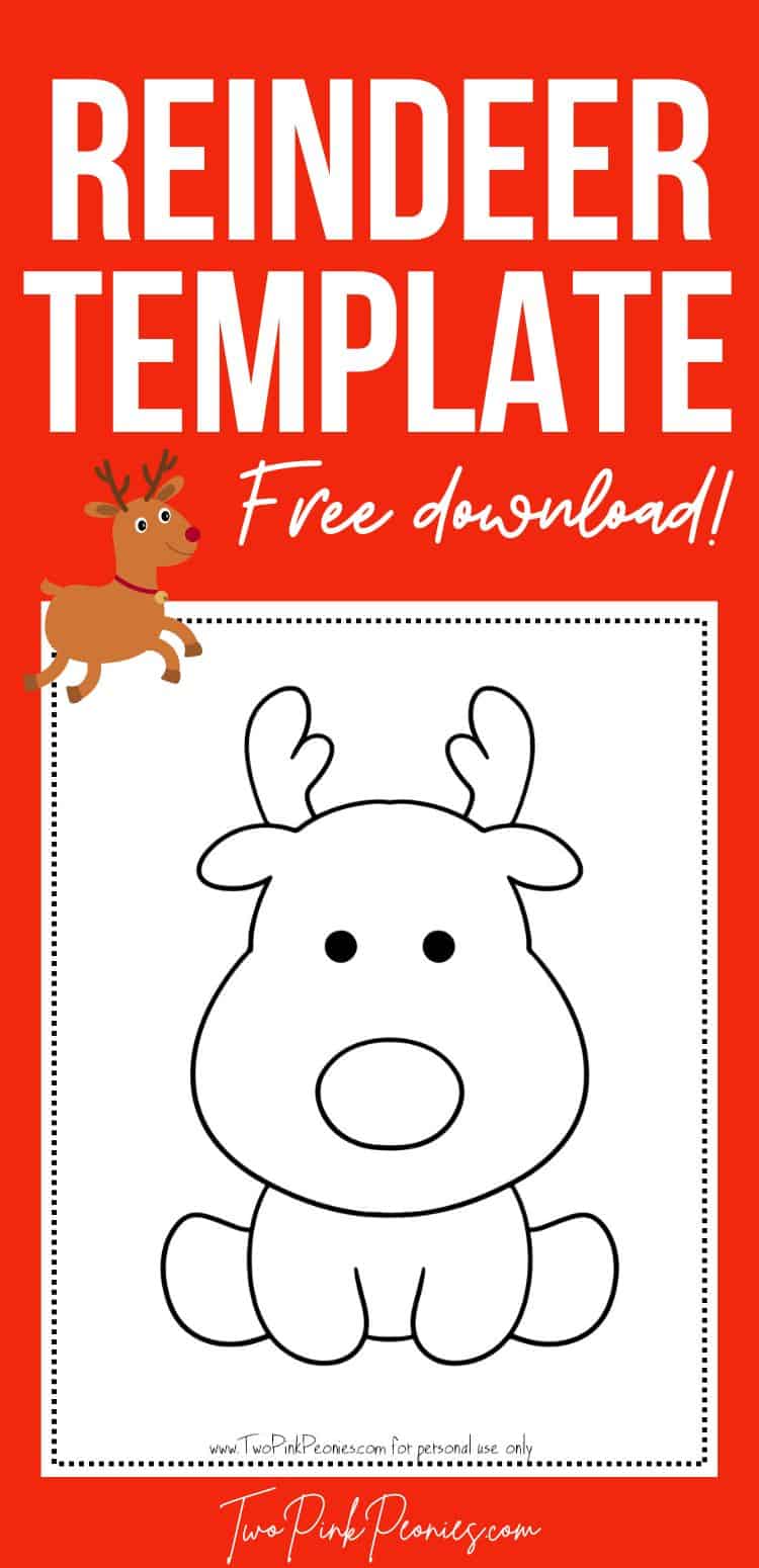 Reindeer printable free instant download two pink peonies
