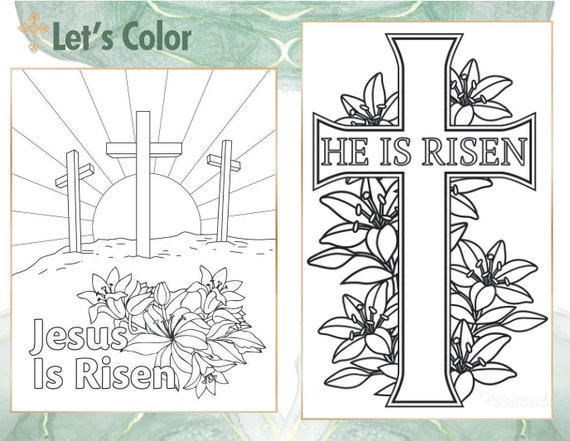 Religious easter coloring pages for kids party diy instant download printable coloring book easter party favors easter lunch decoration