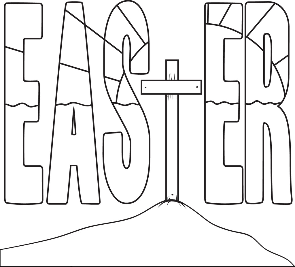 Printable easter cross coloring page for kids â