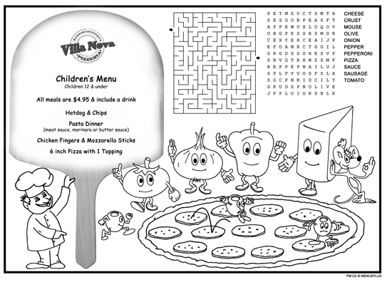 Childrens menus kids coloring menus for restaurants