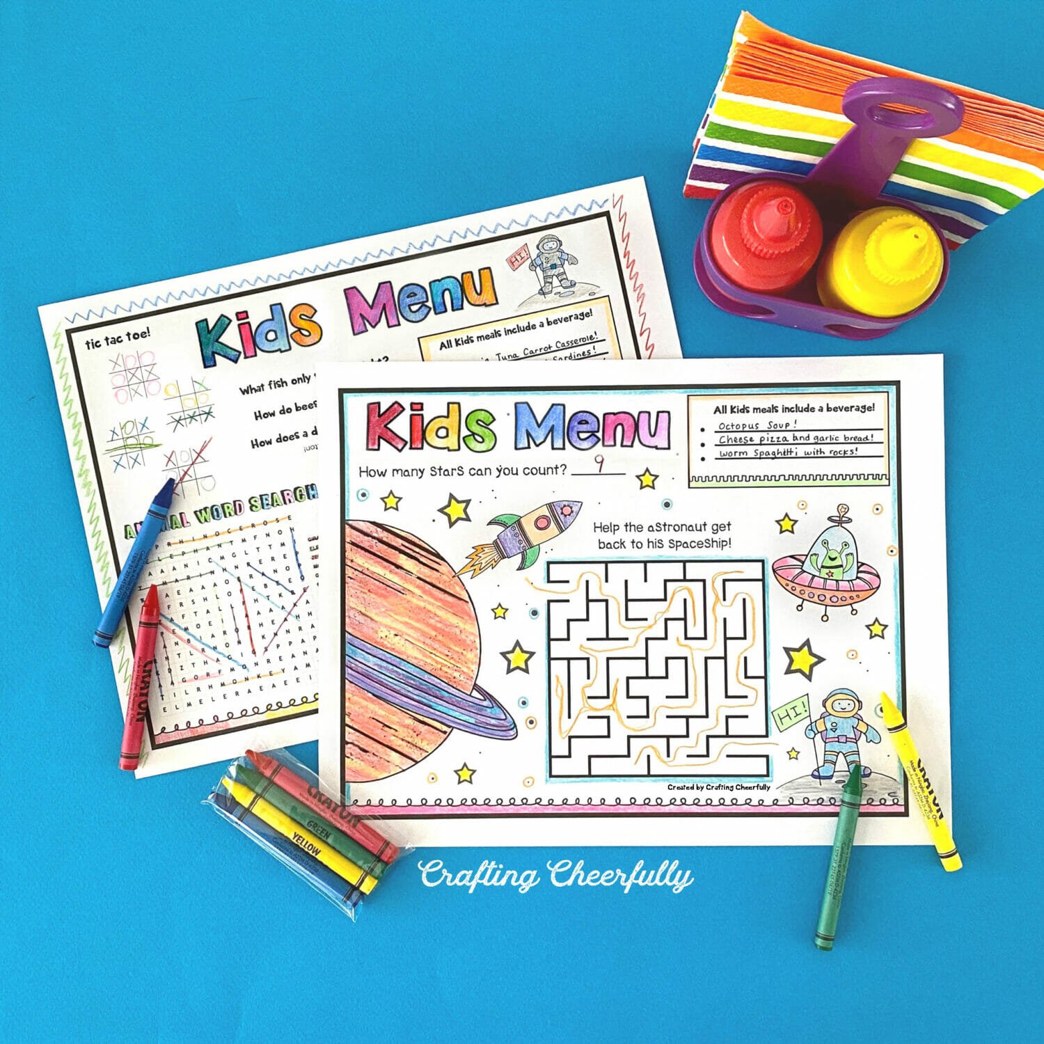 Fun printable kids menus