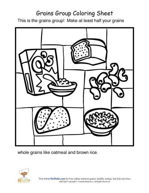 Grains food group coloring sheet