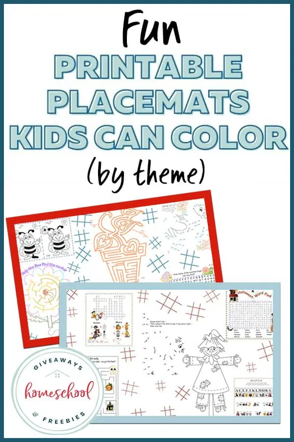 Fun printable placemats kids can color by theme