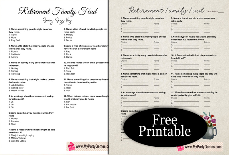 Free printable retirement party games