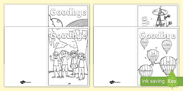 Goodbye card colouring pack teacher