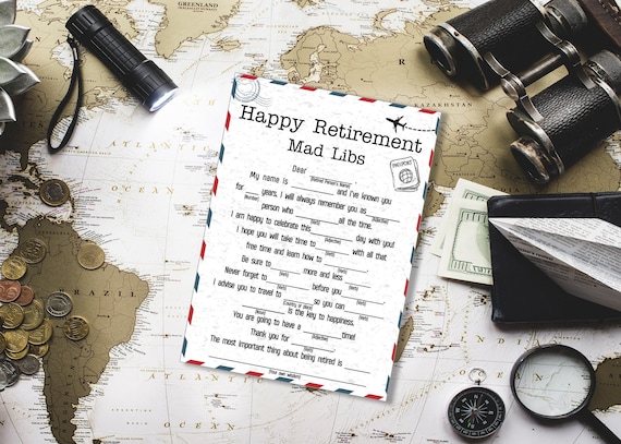 Retirement mad libs happy retirement game printable retirement game retirement games co