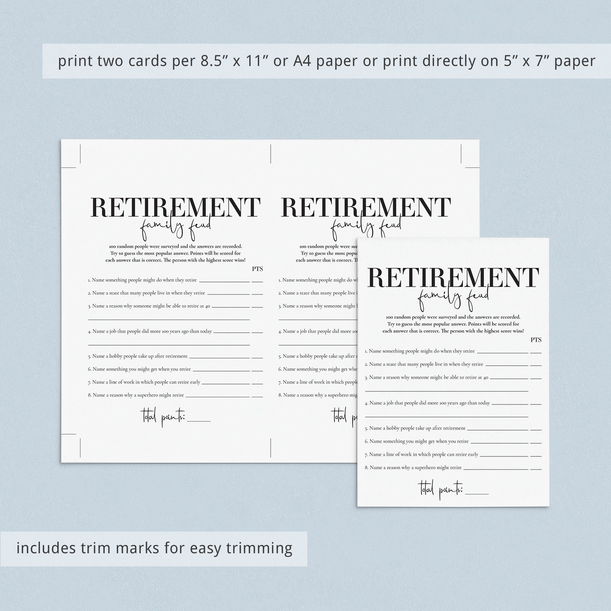 Retirement party games for him printable instant download â