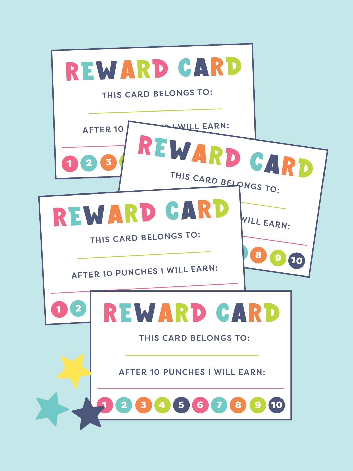 Free printable reward punch cards for kids