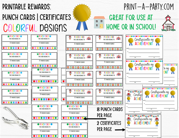 Classroom punch cards and certificates to reward behavior printable classroom behavior potty training â printaparty