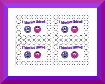 Printable behavior punch cards