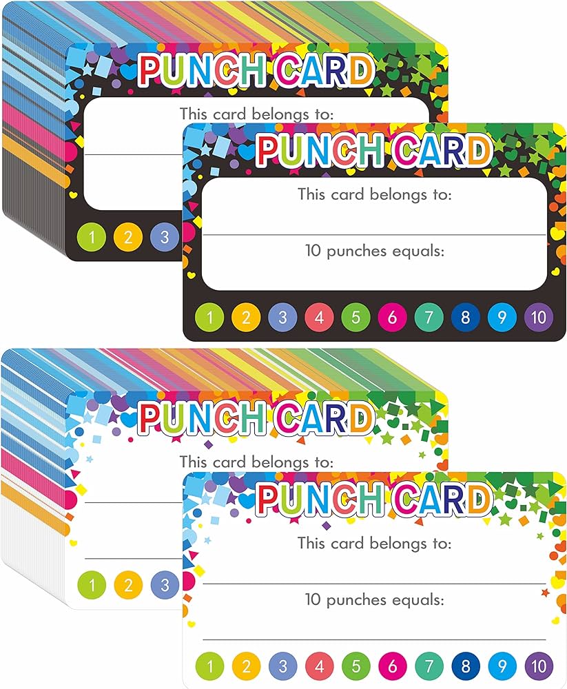 Pcs punch cards incentive reward card student awards loyalty cards for business classroom kids behavior students teachers â x â styles health household