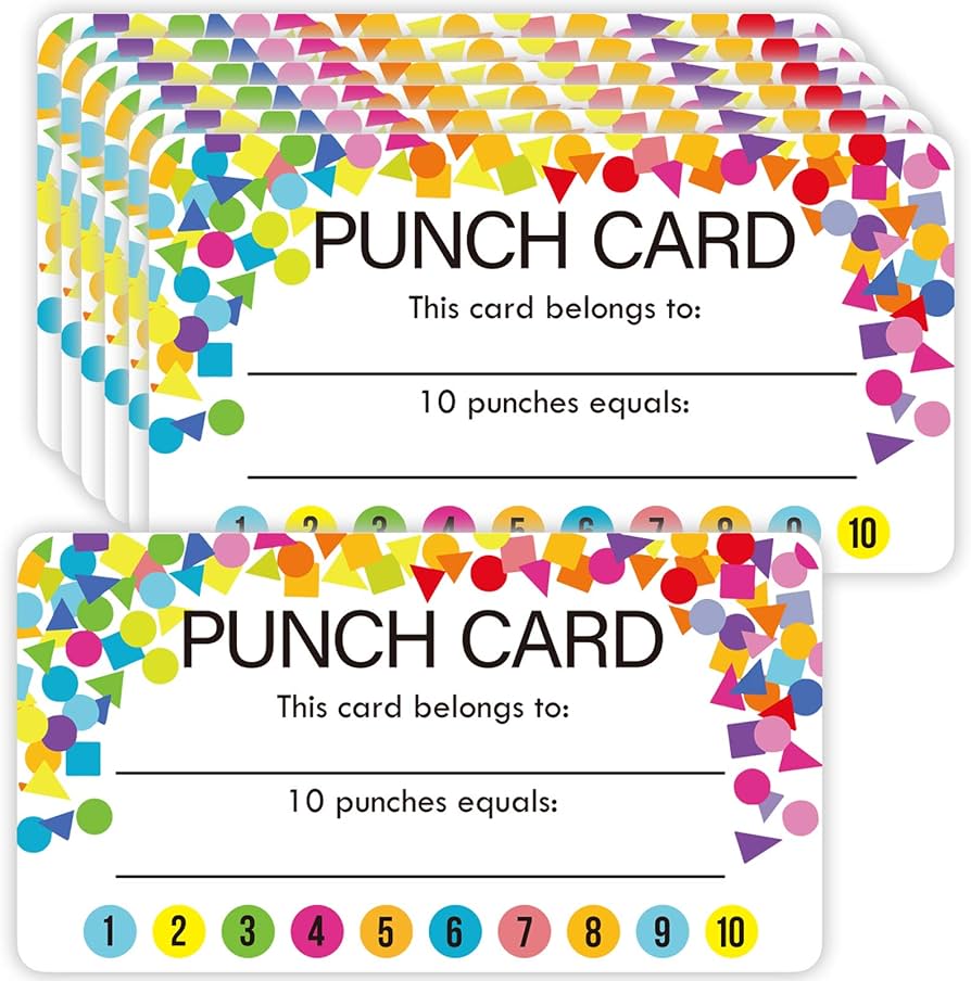 Youngever punch cards pack incentive loyalty reward card for classroom business kids students teachers inch x inch confetti design office products