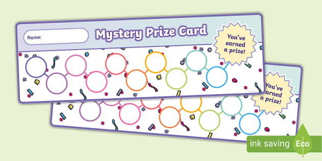 Mystery prize punch cards