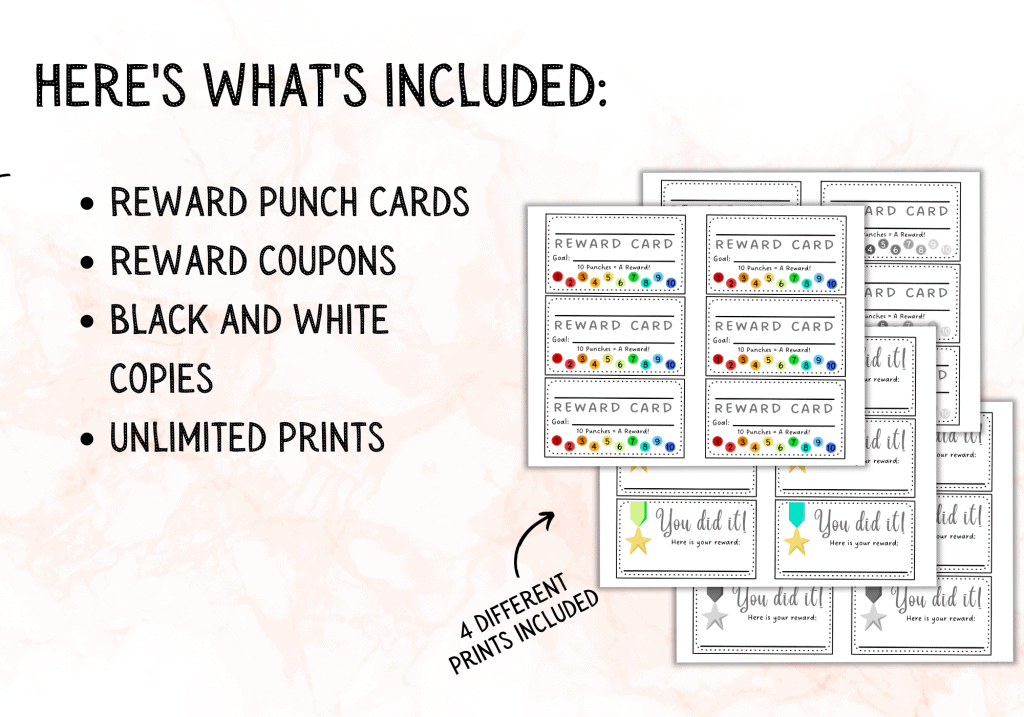 Printable reward punch cards for kids â motivation for mom