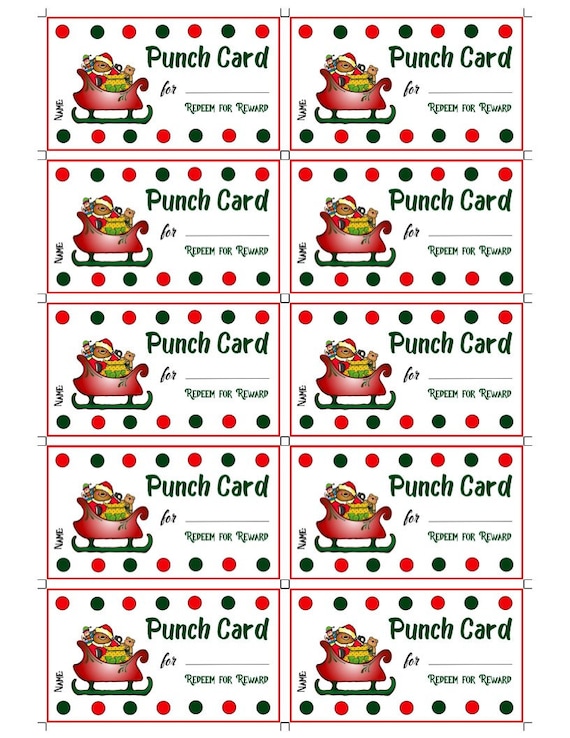 Holiday punch card templates