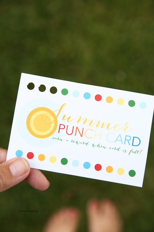 Kids activities summer punch cards